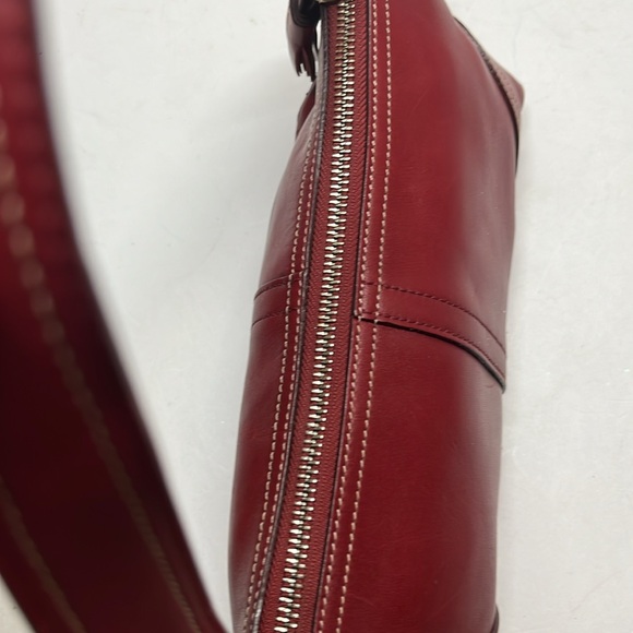 Coach 8A64 Hampton Mini Baguette Vintage Handbag Red Leather - Picture 8 of 10